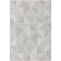 Grey Geometric Non Slip Rug - Grey, Polyester