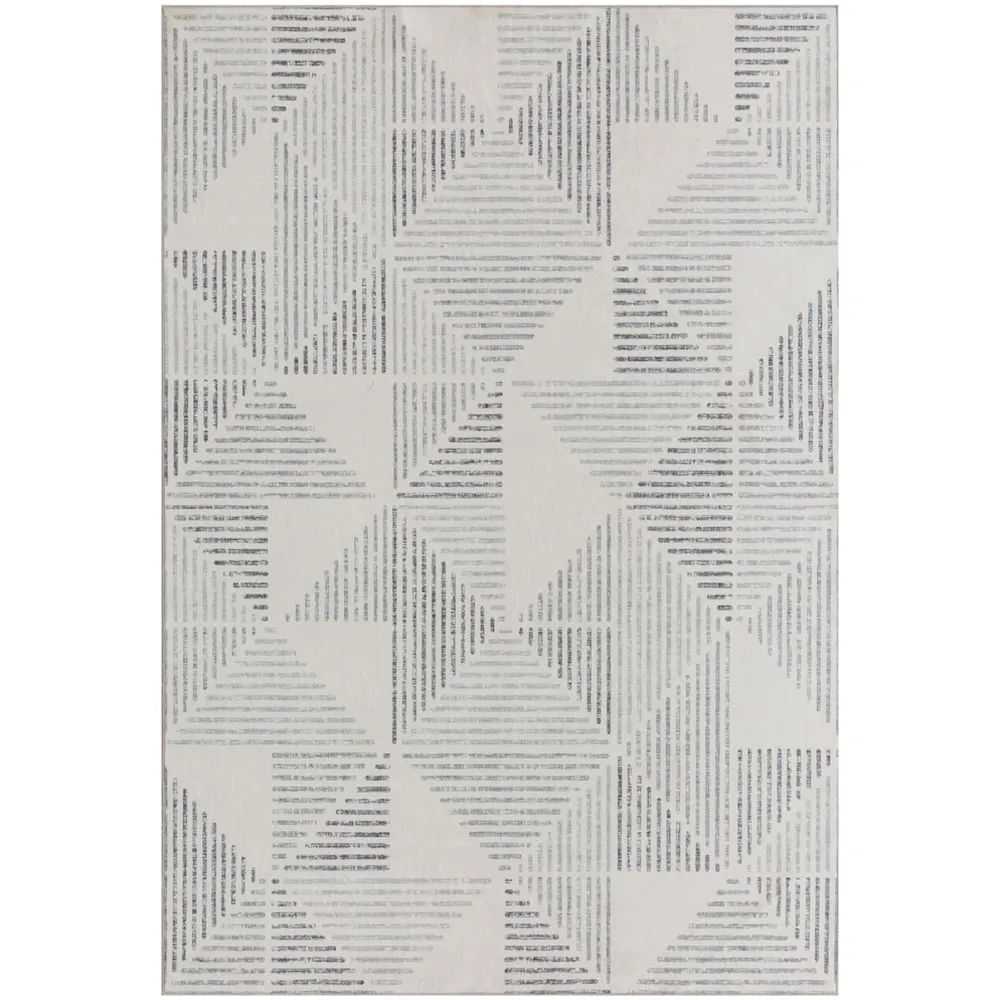 Grey Geometric Non Slip Rug - Grey, Polyester