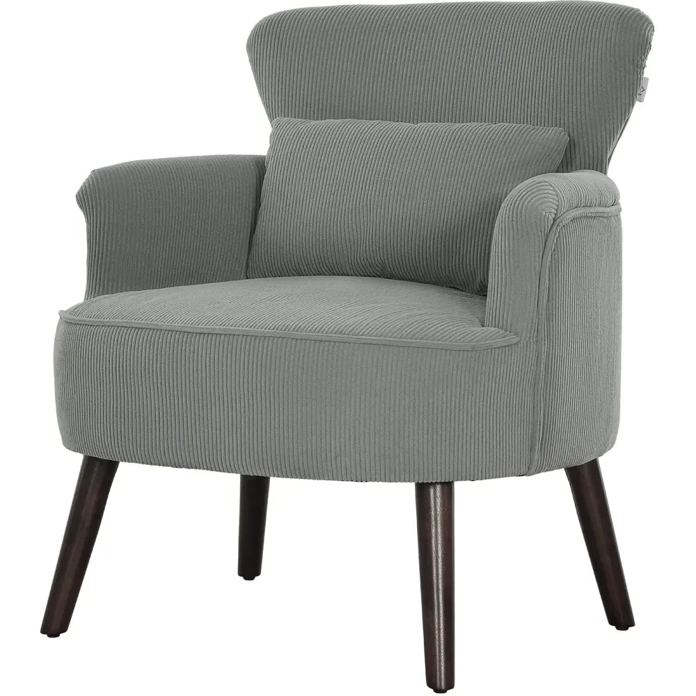 Grey Upholstered Accent Armchair - Grey, Corduroy