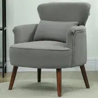 Grey Upholstered Accent Armchair - Grey, Corduroy