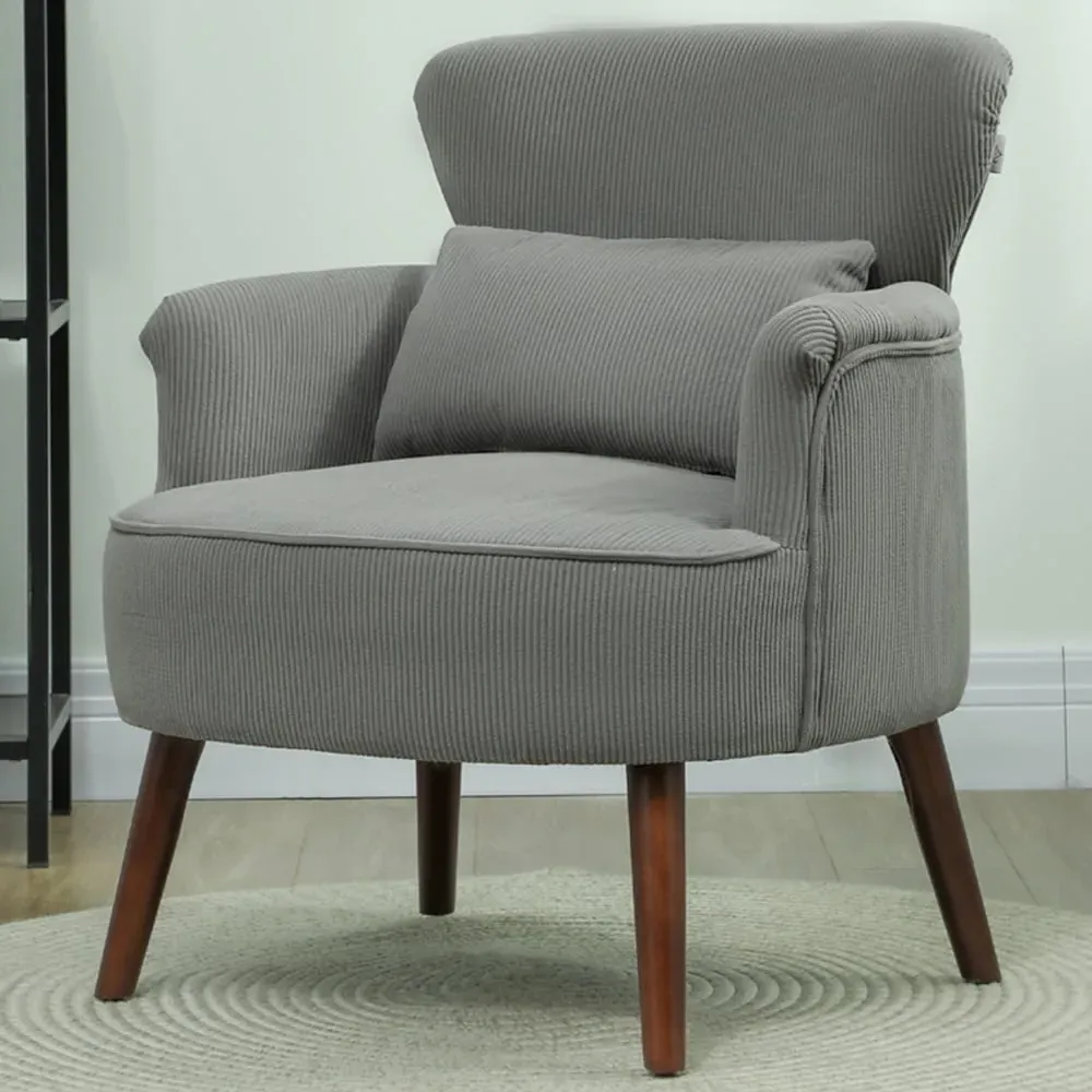 Grey Upholstered Accent Armchair - Grey, Corduroy image