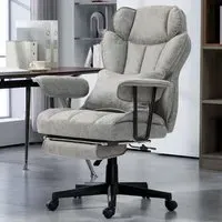 Heated Massage Reclining Office Chair with Footrest - Grey