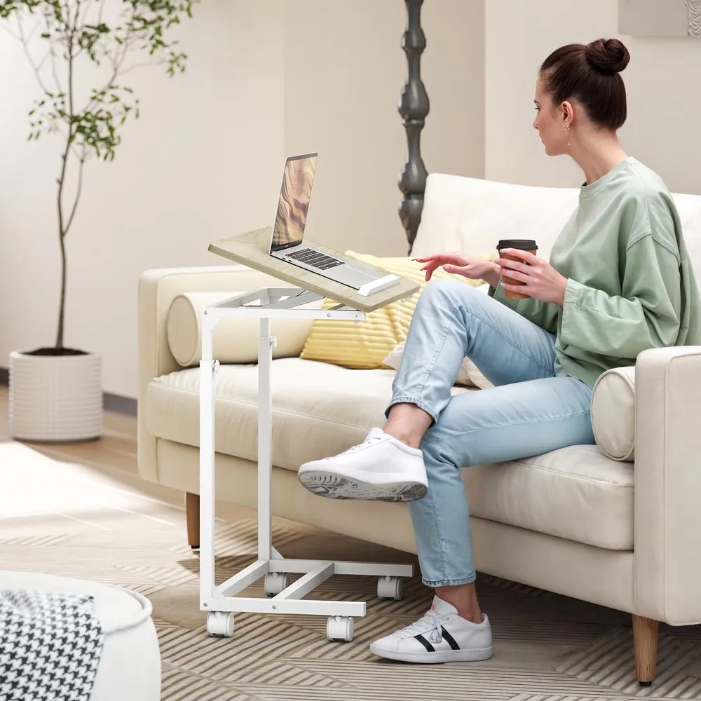 Height Adjustable C-Shaped Overbed Side Table - Oak