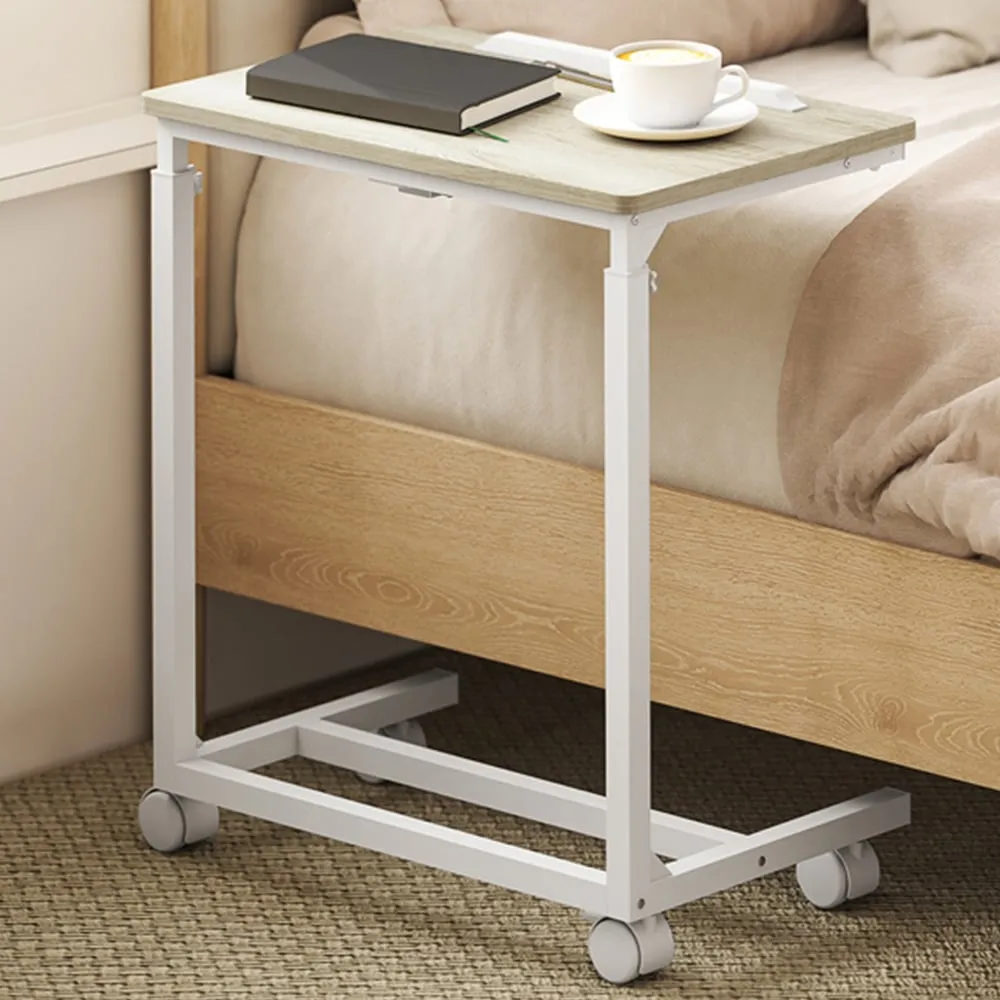 Height Adjustable C-Shaped Overbed Side Table - Oak image