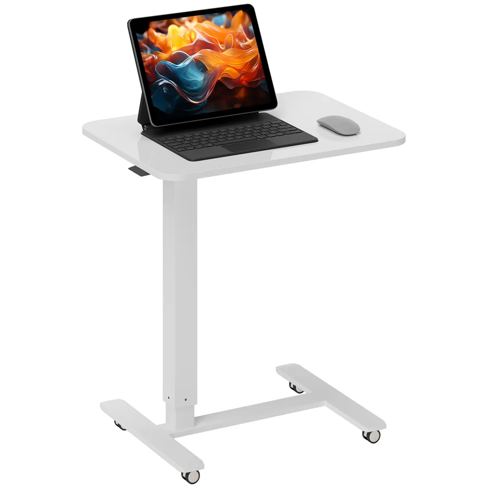 Height Adjustable Standing Laptop Desk with Wheels - White