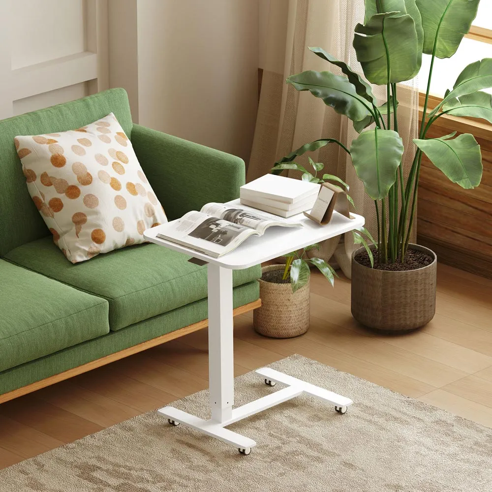 Height Adjustable Standing Laptop Desk with Wheels - White