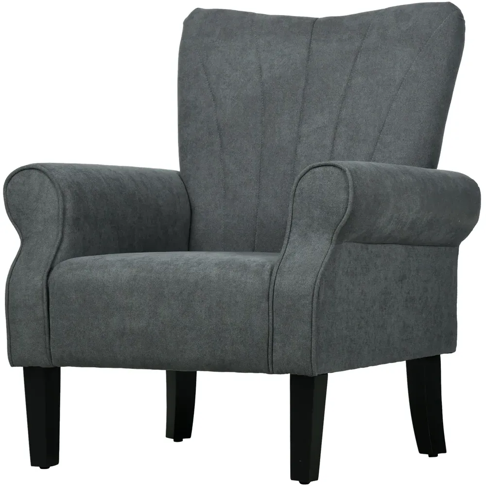 High Back Accent Armchair - Grey