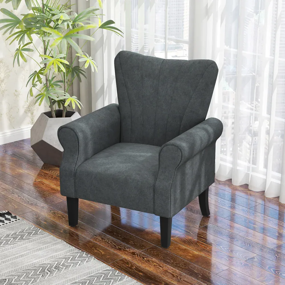 High Back Accent Armchair - Grey