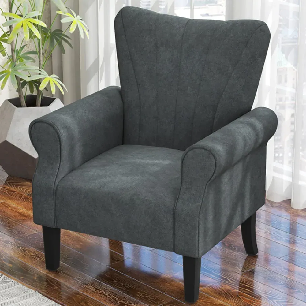 High Back Accent Armchair - Grey
