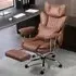 High Back Desk Chair with Footrest - Brown, Leathaire