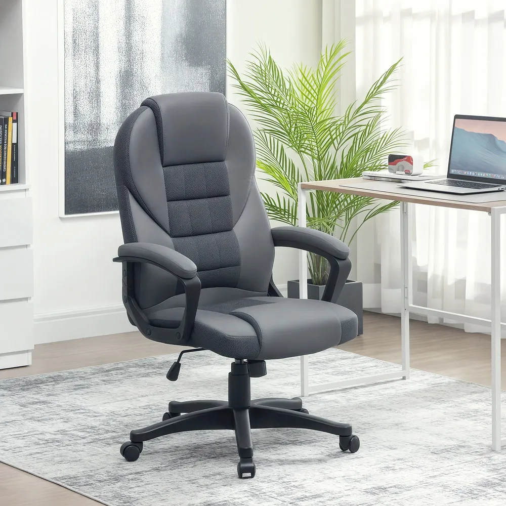 High Back Office Chair with Lumbar Support - Charcoal Grey
