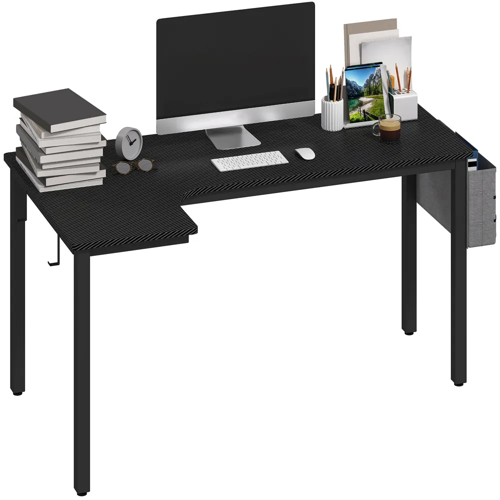 L-Shaped Corner Computer Desk with Storage - Black