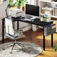 L-Shaped Corner Computer Desk with Storage - Black
