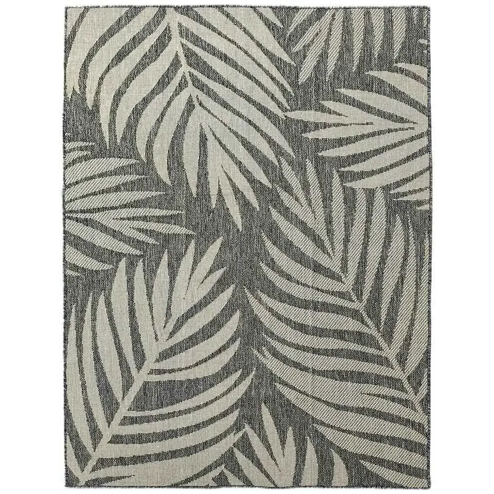 Leaf Pattern Rug 170 x 120cm - Grey, Polypropylene