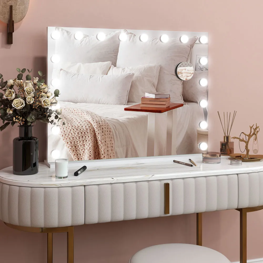 LED Hollywood Vanity Mirror with 10X Magnification - White