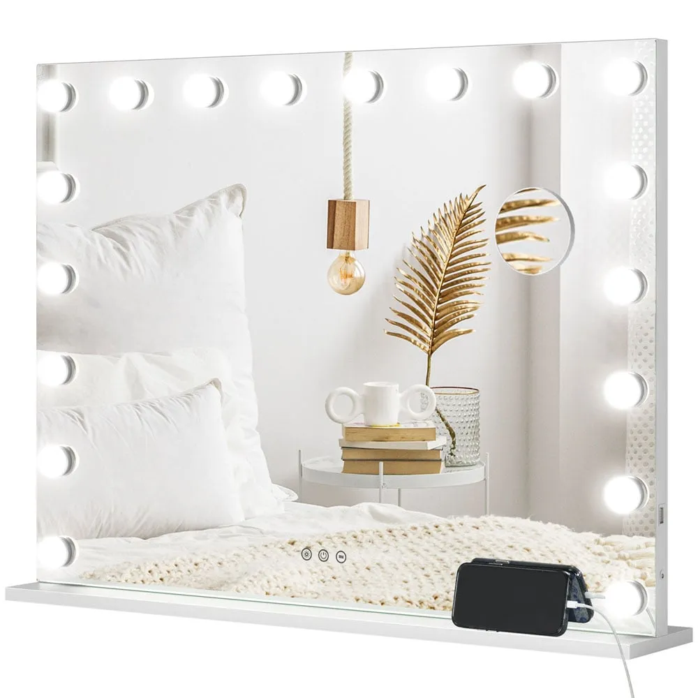 LED Hollywood Vanity Mirror with 10X Magnification - White
