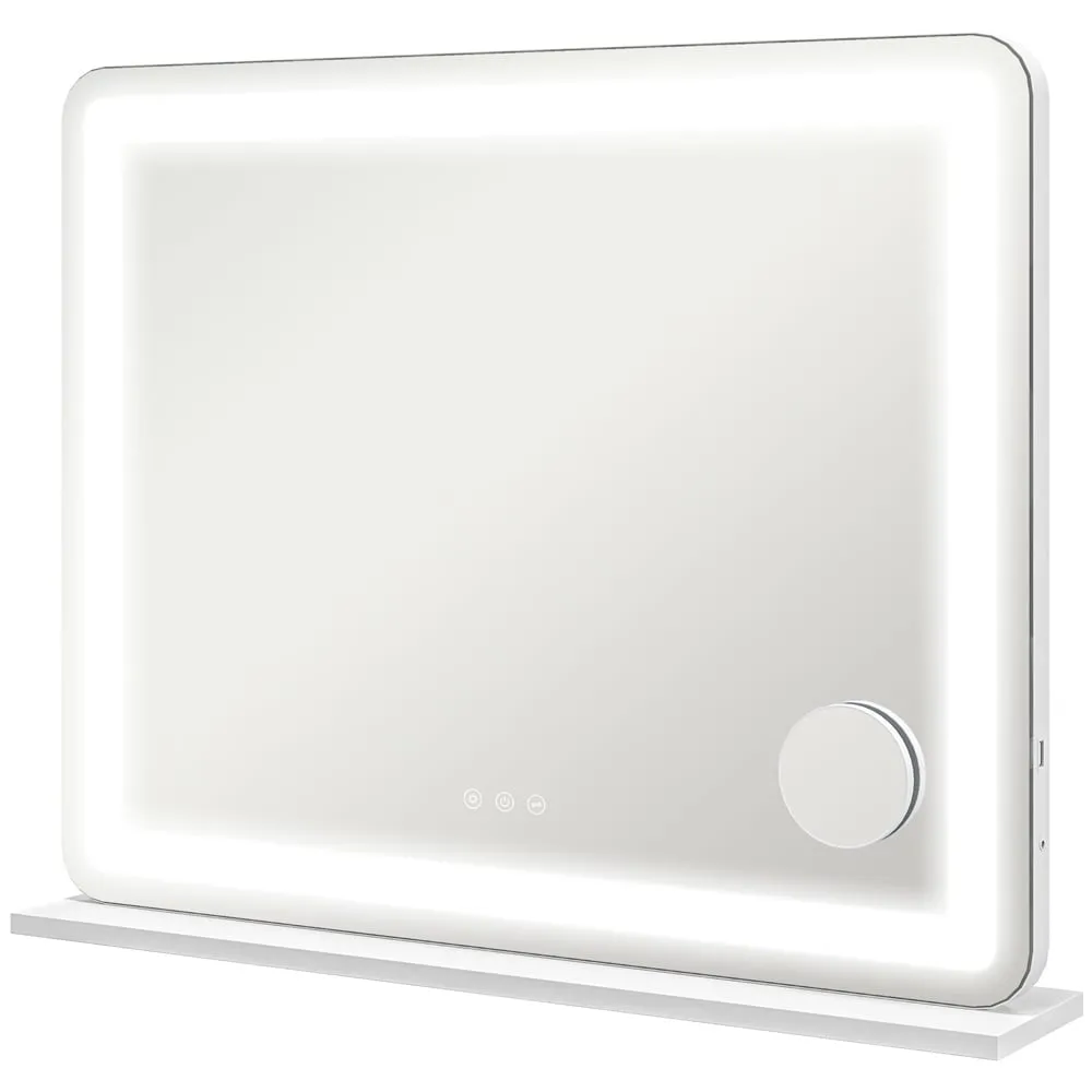 LED Vanity Mirror with 10X Magnification and USB Port - White image