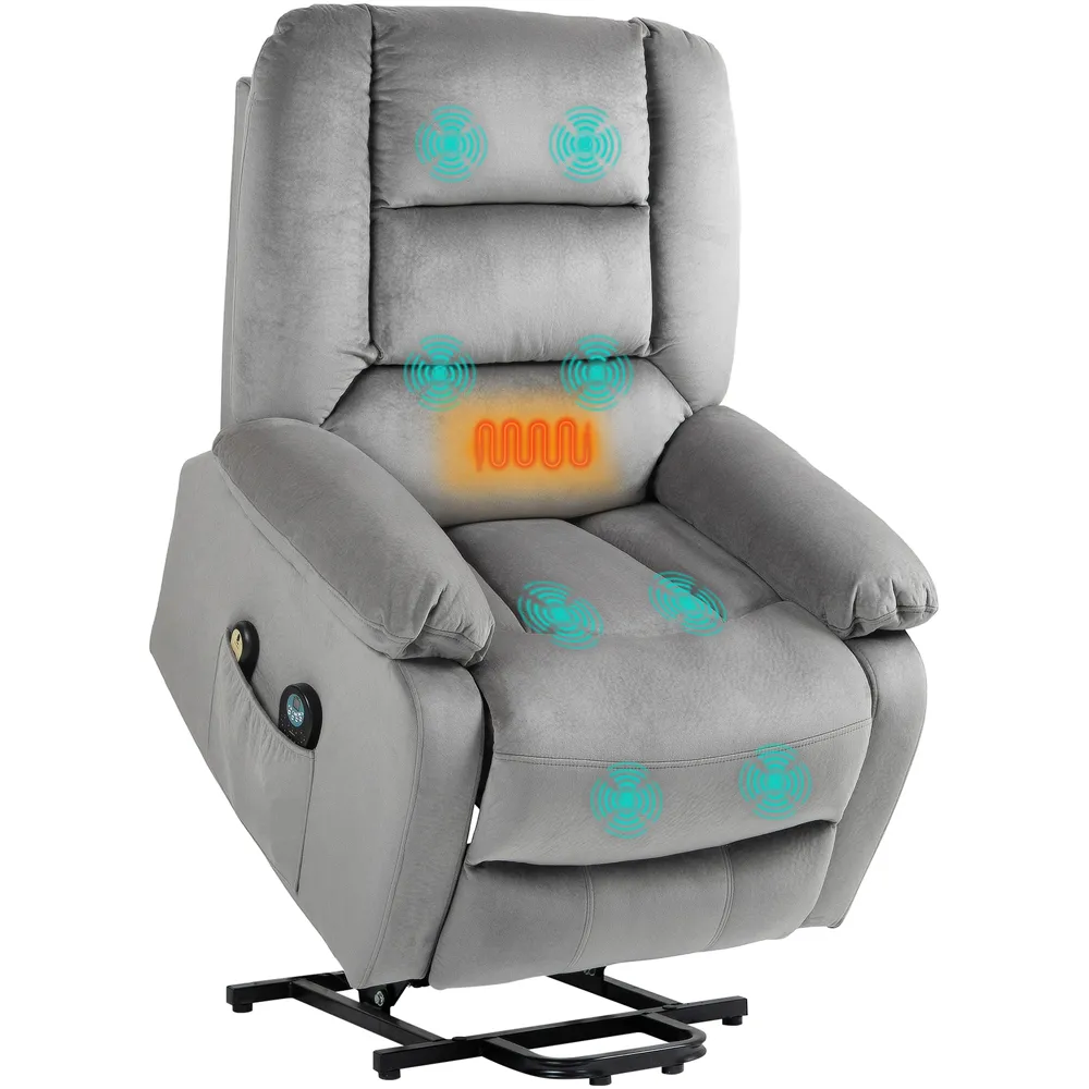 Lift Riser and Recliner Chair with Remote Controller - Grey