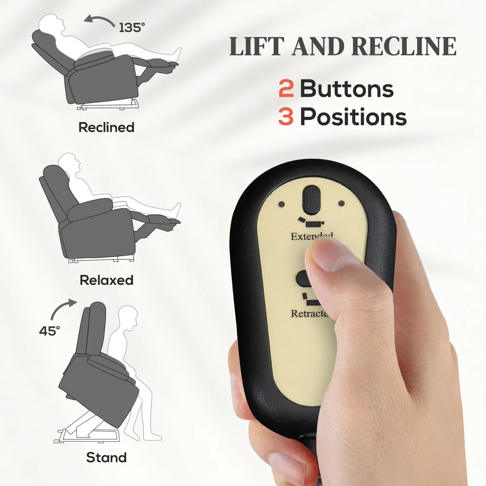 Lift Riser and Recliner Chair with Remote Controller - Grey