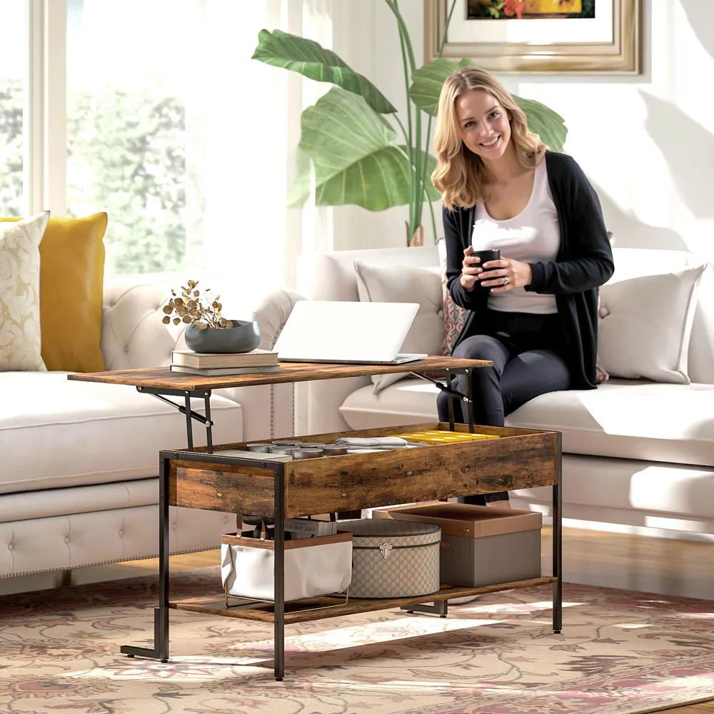 Lift Top Coffee Table with Storage - Brown