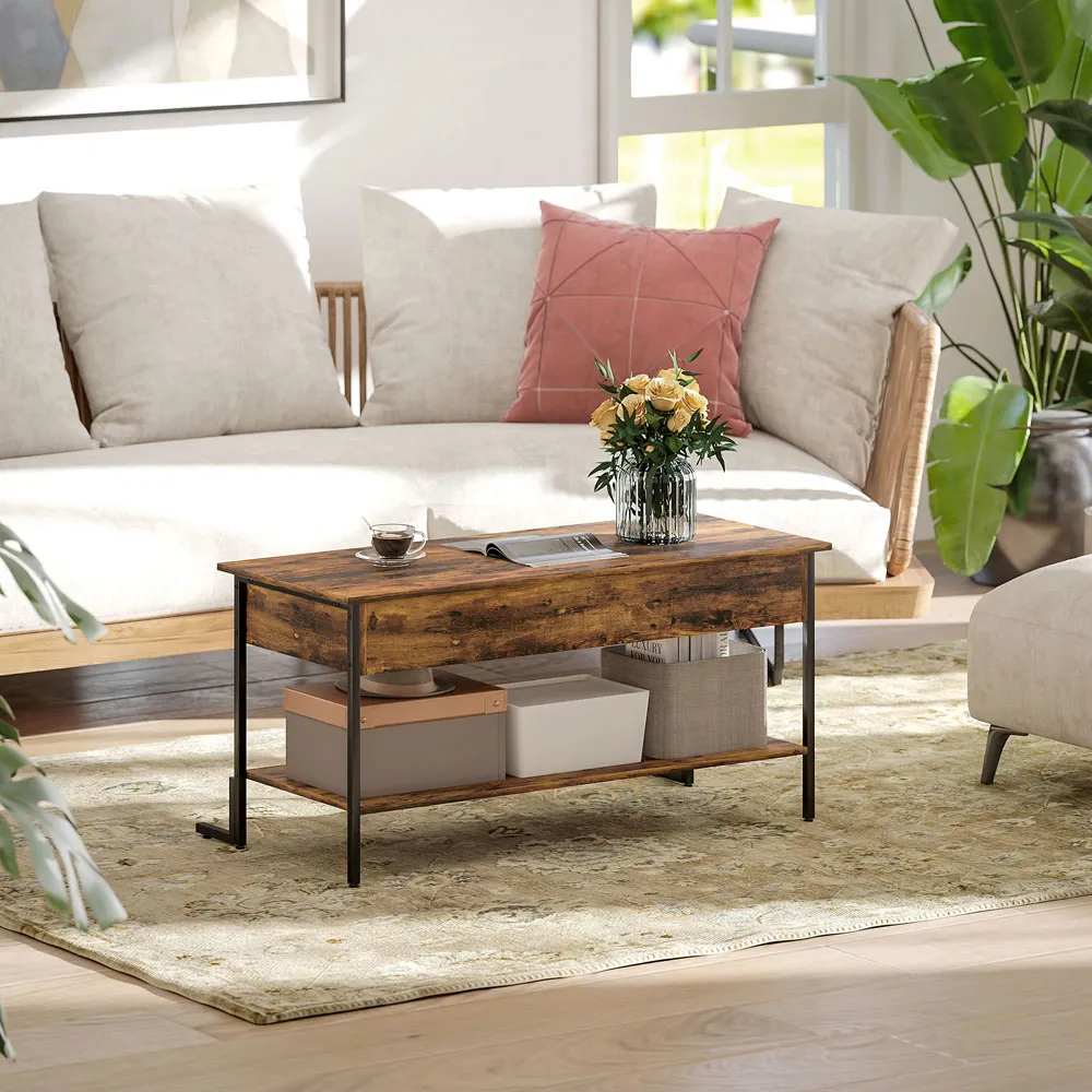 Lift Top Coffee Table with Storage - Brown