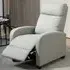 Linen Push Back Recliner Armchair with Adjustable Leg Rest - Grey