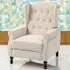 Manual Recliner Armchair with Footrest - Beige
