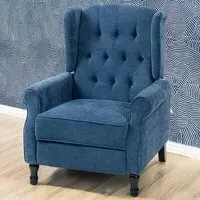 Manual Recliner Armchair with Footrest - Blue