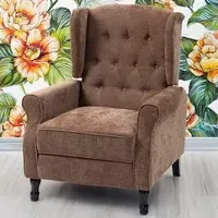 Manual Recliner Armchair with Footrest - Brown