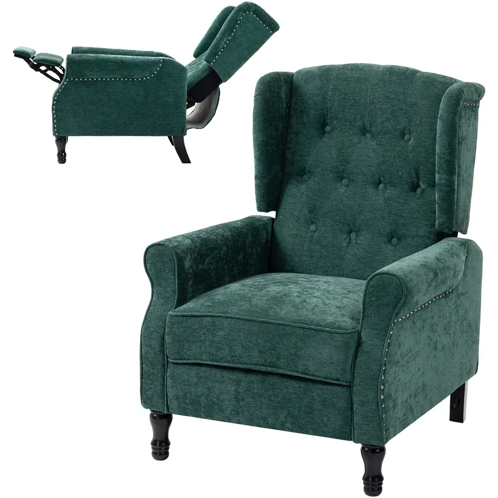 Manual Recliner Armchair with Footrest - Green