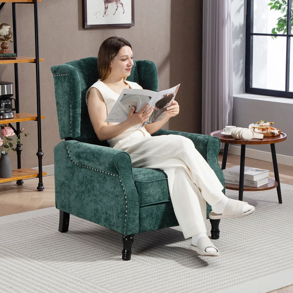 Manual Recliner Armchair with Footrest - Green