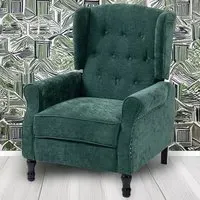 Manual Recliner Armchair with Footrest - Green