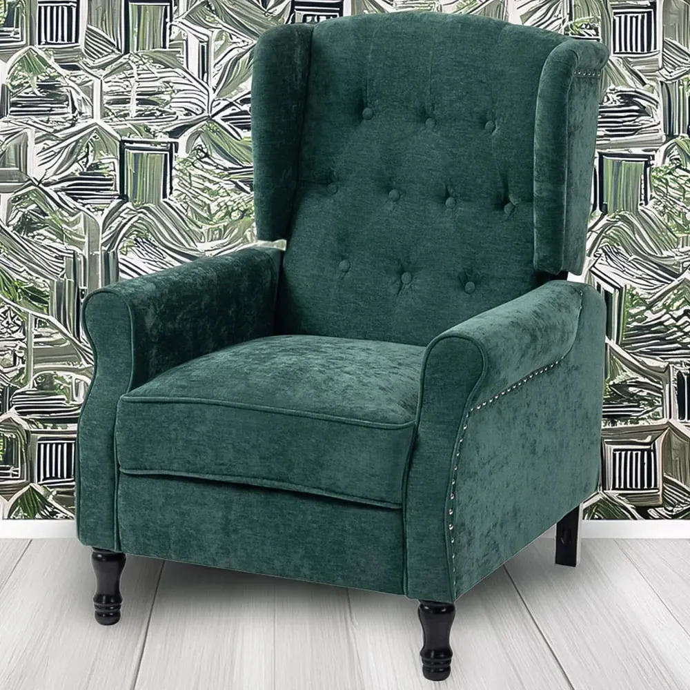 Manual Recliner Armchair with Footrest - Green