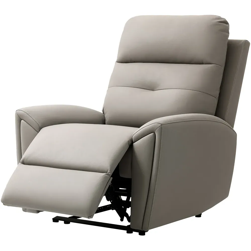 Manual Recliner Armchair with Footrest - Grey, Microfibre