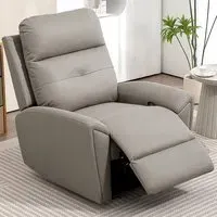 Manual Recliner Armchair with Footrest - Grey, Microfibre