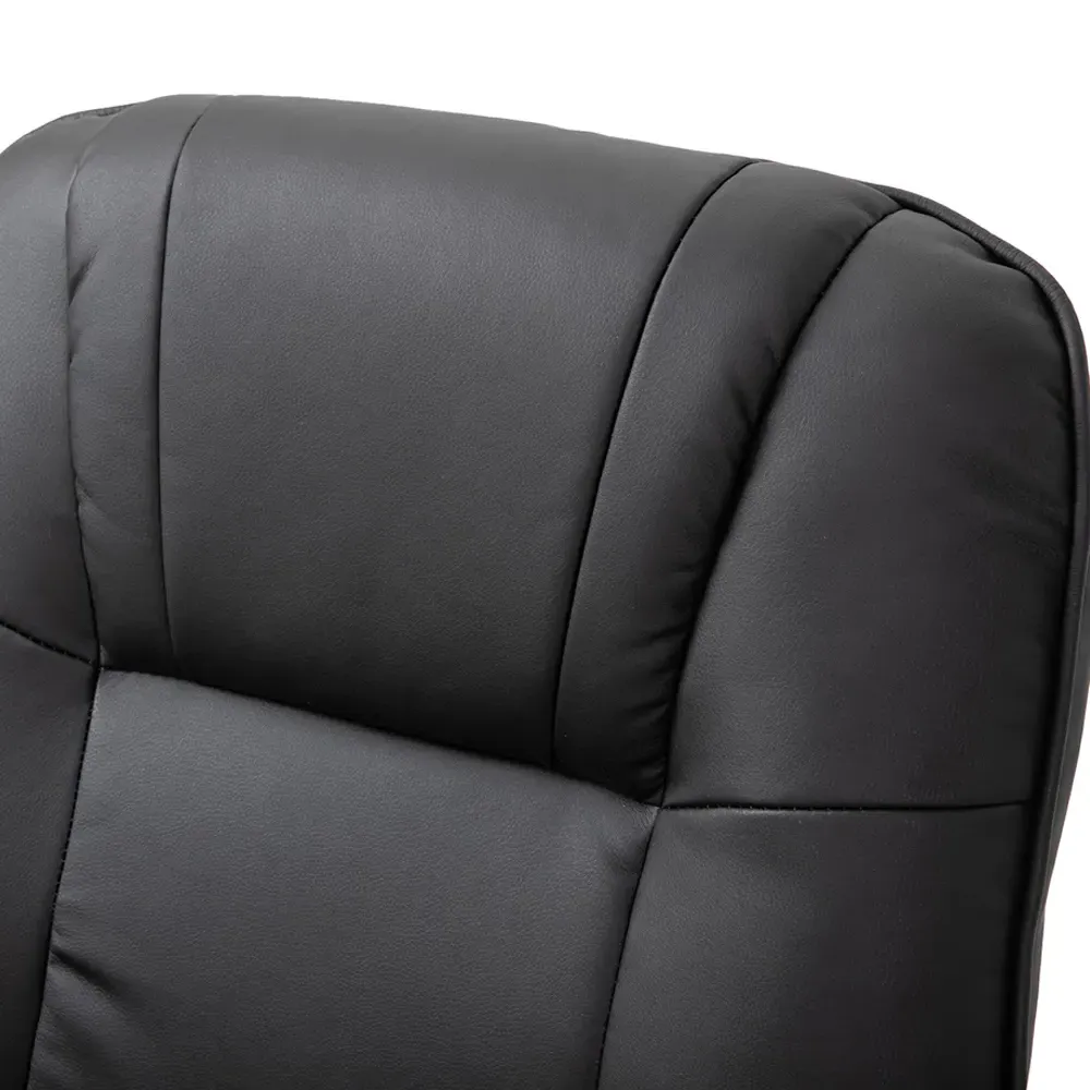 Manual Recliner Swivel Chair with Footrest - Black