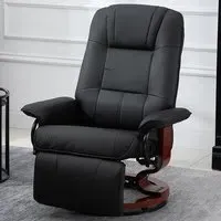 Manual Recliner Swivel Chair with Footrest - Black