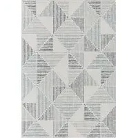 Multicolour Geometric Non Slip Rug - Grey, Polyester