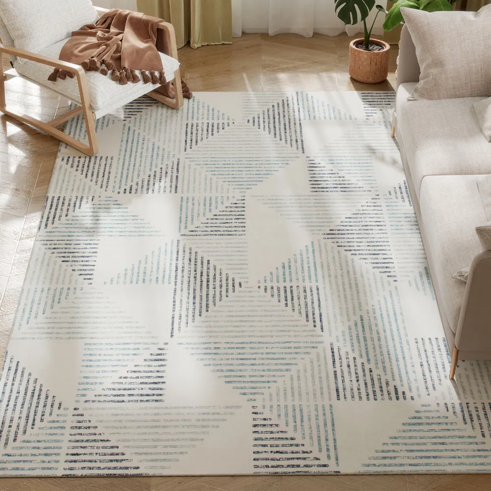 Multicolour Geometric Non Slip Rug - Grey, Polyester