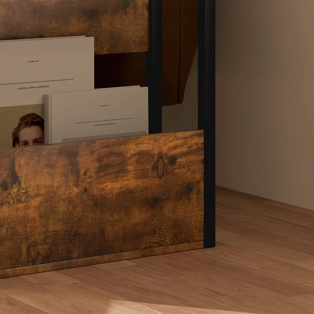 Narrow 2 Shelf Side Table - Rustic Brown