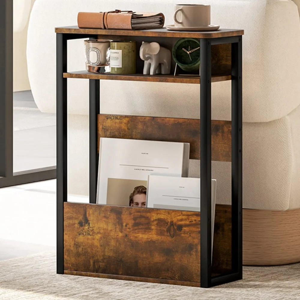 Narrow 2 Shelf Side Table - Rustic Brown image
