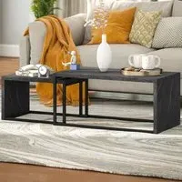 Nest of Tables Set of 2 - Grey, Particle Board