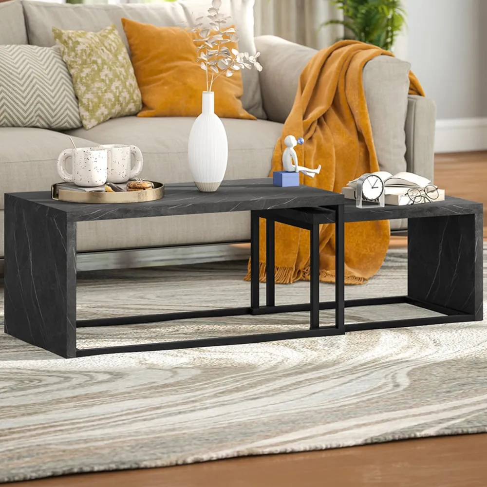 Nest of Tables Set of 2 - Grey, Particle Board