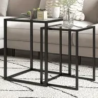 Nesting End Tables Set of 2 - Black, Glass