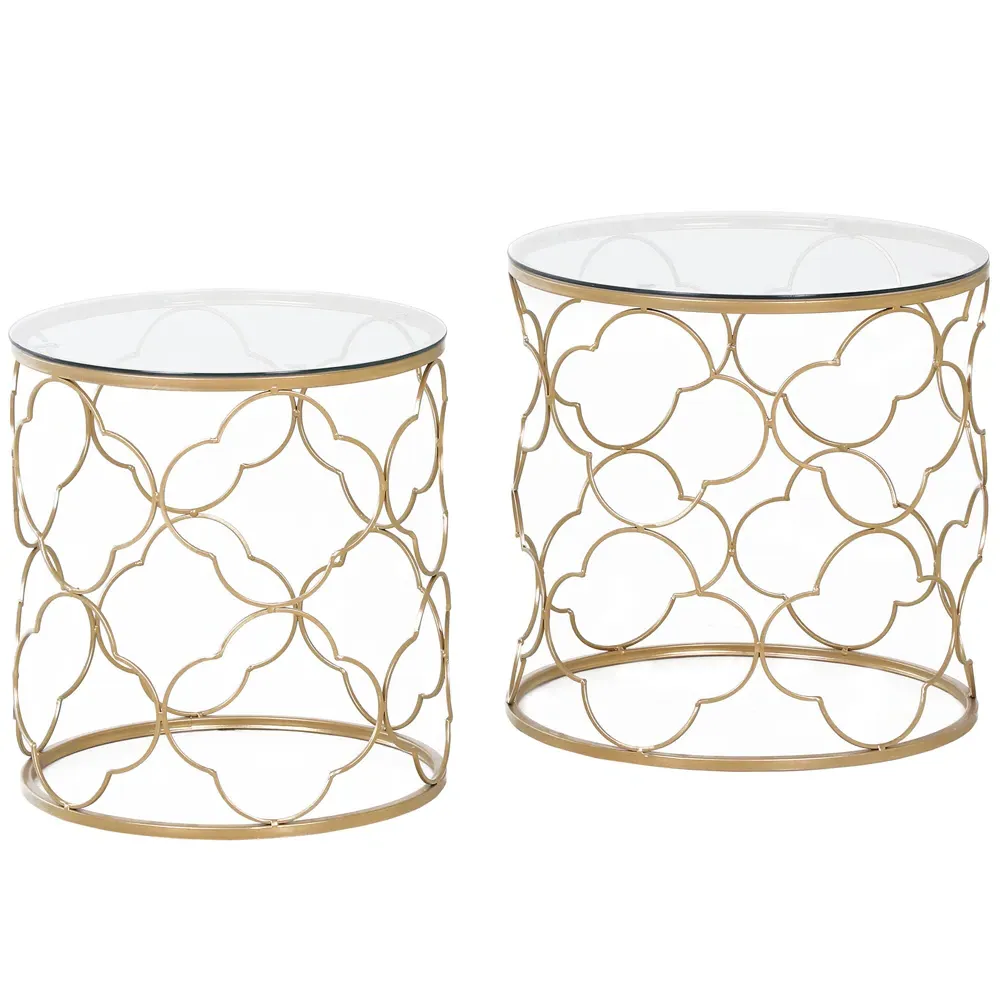 Nesting Tables Set of 2 - Gold, Glass