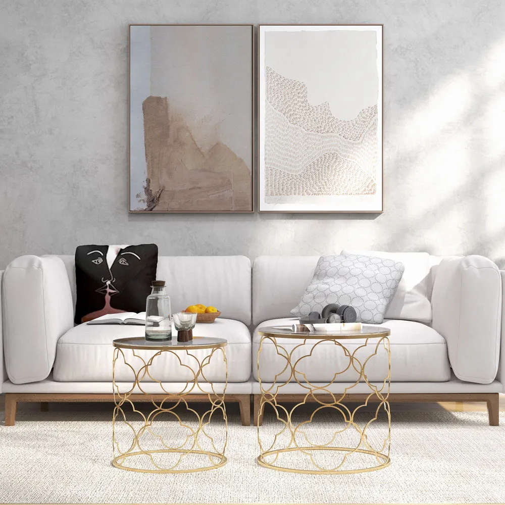 Nesting Tables Set of 2 - Gold, Glass