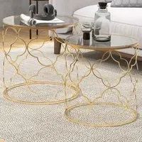 Nesting Tables Set of 2 - Gold, Glass