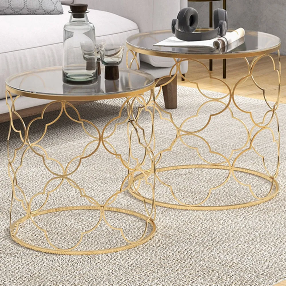 Nesting Tables Set of 2 - Gold, Glass
