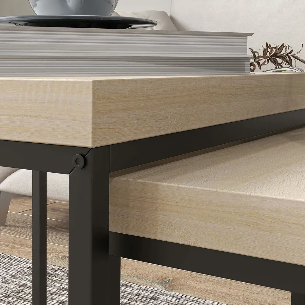 Oak Nesting Coffee Table Set of 2 - White