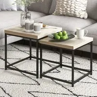 Oak Nesting Coffee Table Set of 2 - White